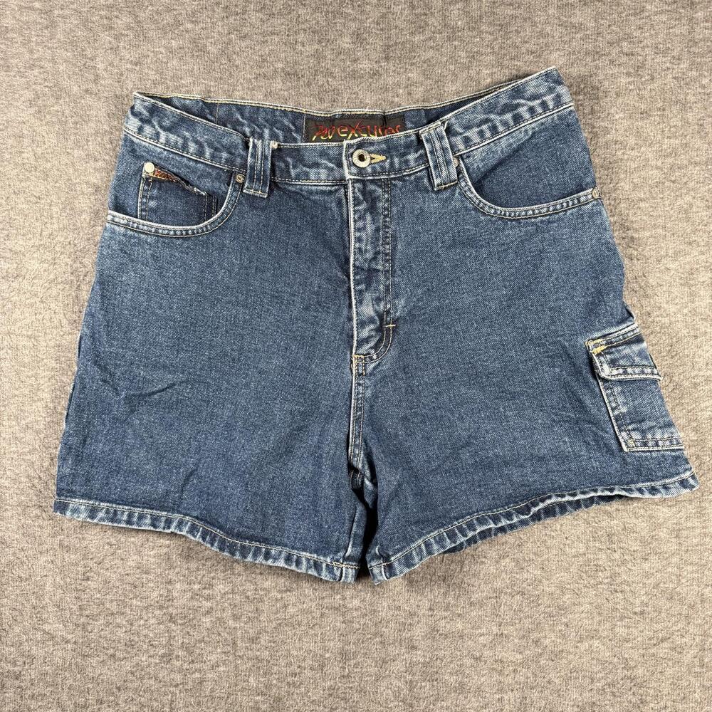 Vintage 90s No Excuses Girl Gear Denim Cargo Shorts Juniors 11/12 High Rise 3"